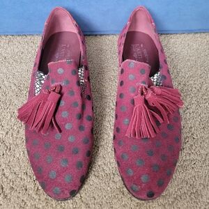 Fun Polka Dot Suede Maroon loafers